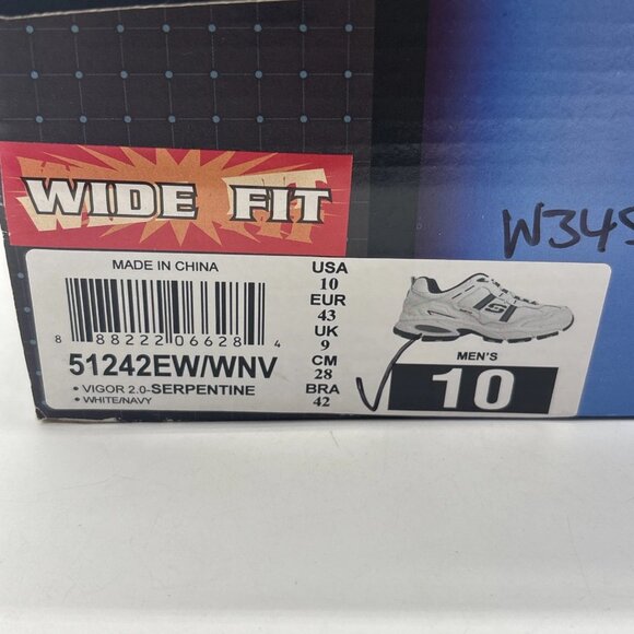 Skechers Vigor 2.0 Serpentine 51242EW/WNV White/Navy - Men’s US Size 10 Wide Fit - Picture 7 of 16